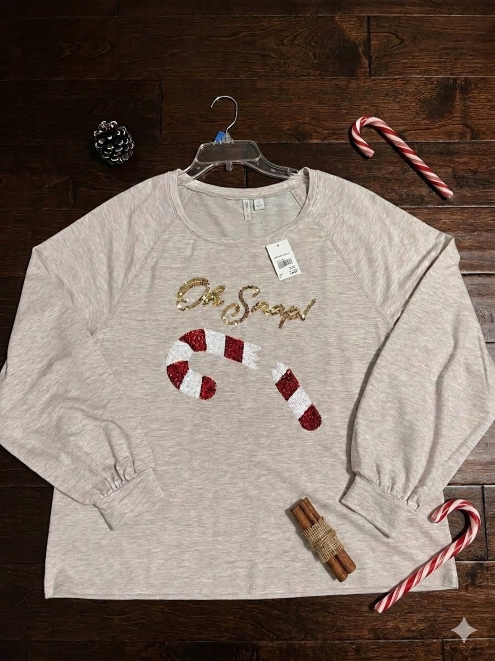 Cato "Oh Snap!" Candy Cane Shirt Large